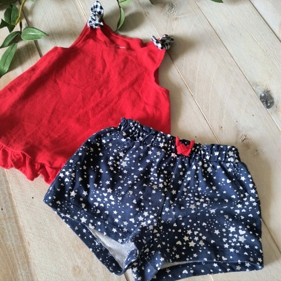 First Impressions Star Checkered Print Shorts Tank Top Set 6-9 Months Baby Girl - Picture 2 of 3